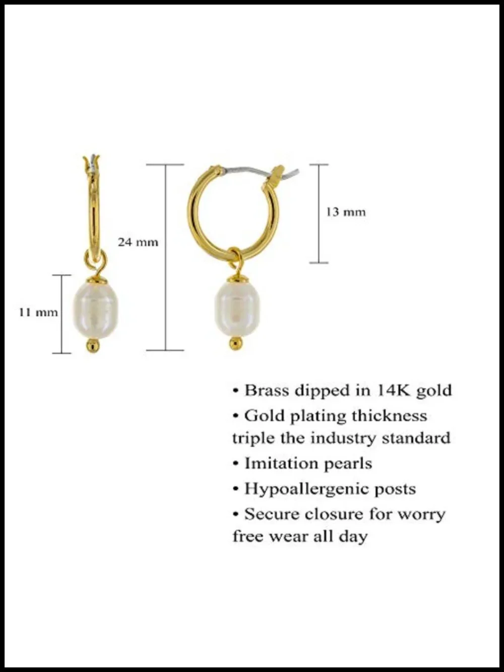 14K Gold Plated Charm Huggie Hoop Earrings - Butterfly Pearl Drop Cowry Shell